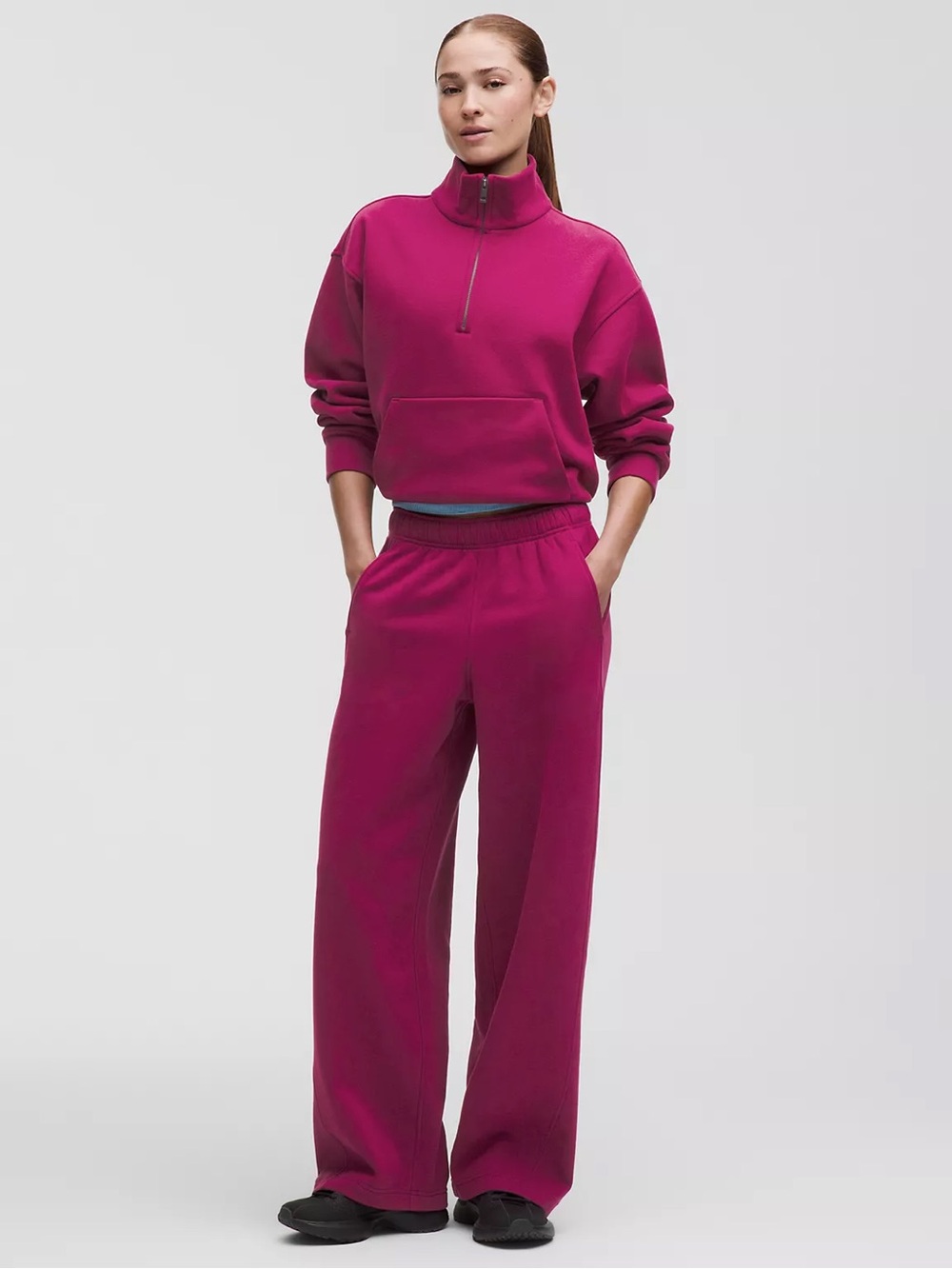 lululemon athletica Straight-Leg Fleece Pants in Magenta